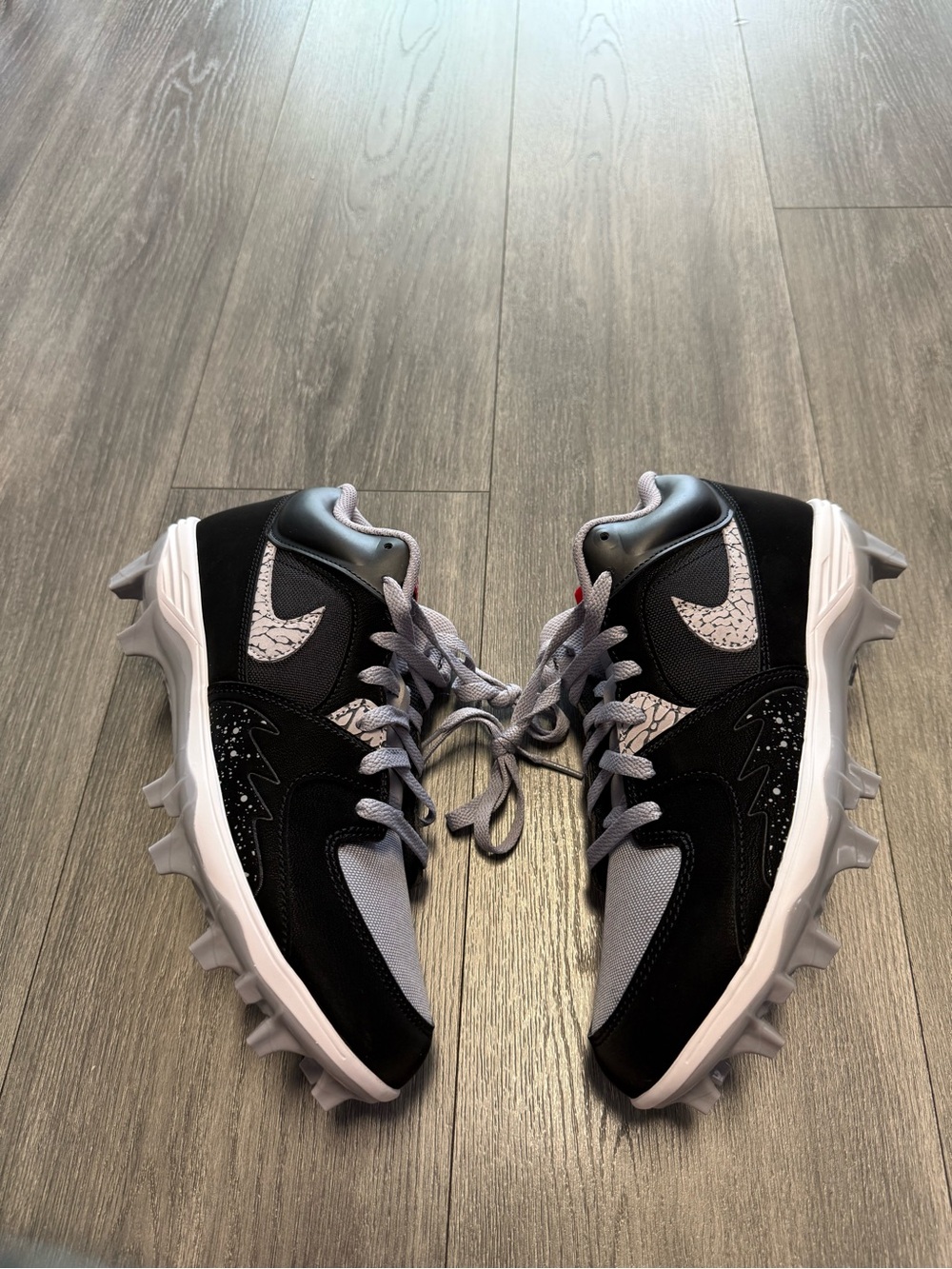 Jordan Stadium 90 Low TD Black Cement Football Cleats HQ0210-060 Men's Size 9